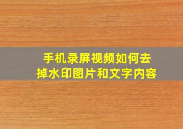 手机录屏视频如何去掉水印图片和文字内容