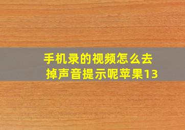 手机录的视频怎么去掉声音提示呢苹果13