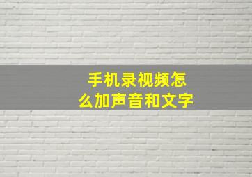 手机录视频怎么加声音和文字