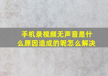 手机录视频无声音是什么原因造成的呢怎么解决