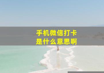 手机微信打卡是什么意思啊