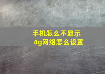 手机怎么不显示4g网络怎么设置