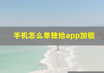 手机怎么单独给app加锁