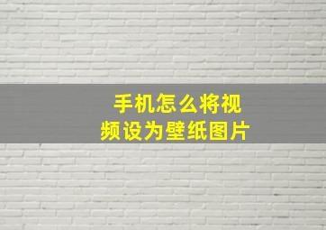 手机怎么将视频设为壁纸图片