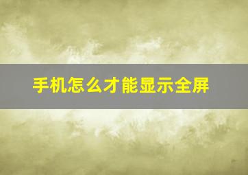 手机怎么才能显示全屏