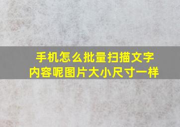 手机怎么批量扫描文字内容呢图片大小尺寸一样