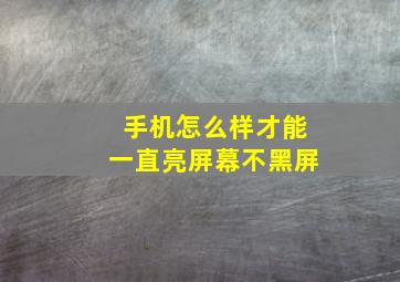 手机怎么样才能一直亮屏幕不黑屏