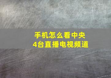 手机怎么看中央4台直播电视频道