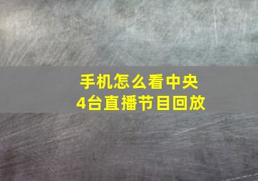 手机怎么看中央4台直播节目回放