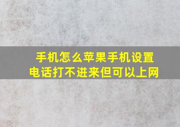 手机怎么苹果手机设置电话打不进来但可以上网