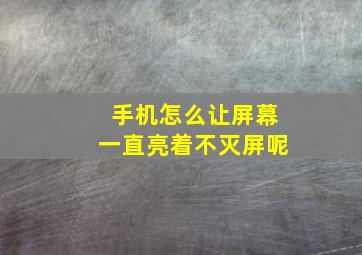 手机怎么让屏幕一直亮着不灭屏呢