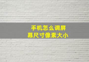 手机怎么调屏幕尺寸像素大小