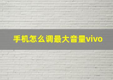 手机怎么调最大音量vivo