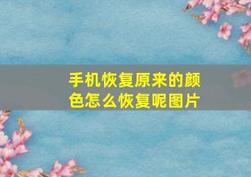 手机恢复原来的颜色怎么恢复呢图片