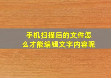 手机扫描后的文件怎么才能编辑文字内容呢