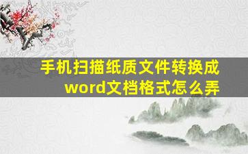 手机扫描纸质文件转换成word文档格式怎么弄