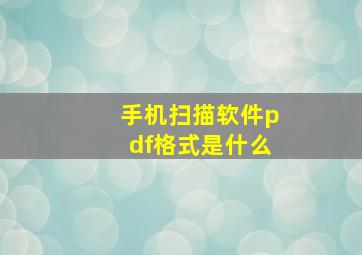 手机扫描软件pdf格式是什么