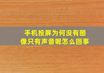 手机投屏为何没有图像只有声音呢怎么回事