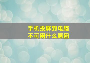 手机投屏到电脑不可用什么原因