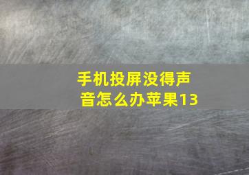 手机投屏没得声音怎么办苹果13