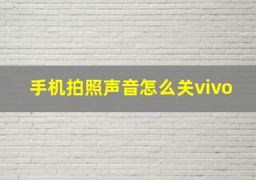 手机拍照声音怎么关vivo