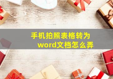 手机拍照表格转为word文档怎么弄