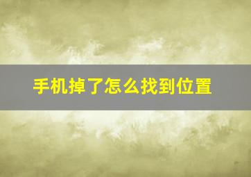 手机掉了怎么找到位置