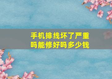 手机排线坏了严重吗能修好吗多少钱