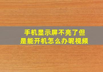 手机显示屏不亮了但是能开机怎么办呢视频