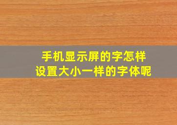 手机显示屏的字怎样设置大小一样的字体呢