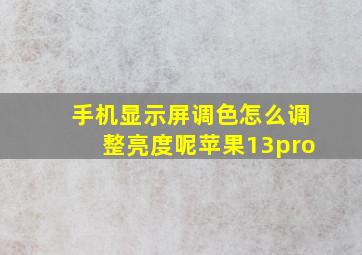 手机显示屏调色怎么调整亮度呢苹果13pro