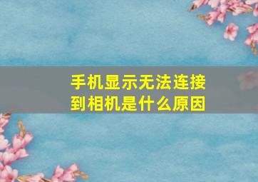 手机显示无法连接到相机是什么原因