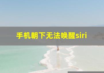 手机朝下无法唤醒siri