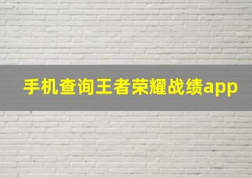 手机查询王者荣耀战绩app