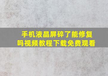 手机液晶屏碎了能修复吗视频教程下载免费观看