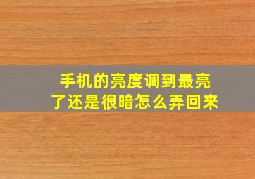 手机的亮度调到最亮了还是很暗怎么弄回来