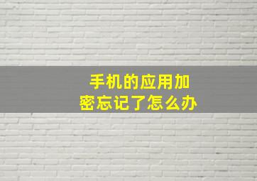 手机的应用加密忘记了怎么办