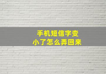 手机短信字变小了怎么弄回来