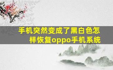 手机突然变成了黑白色怎样恢复oppo手机系统