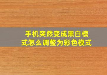 手机突然变成黑白模式怎么调整为彩色模式