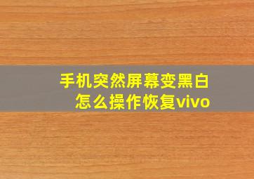 手机突然屏幕变黑白怎么操作恢复vivo