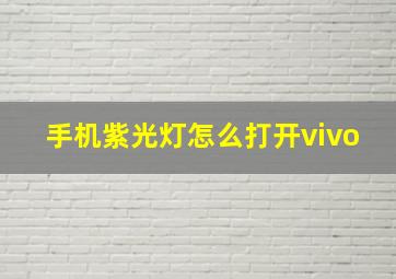 手机紫光灯怎么打开vivo