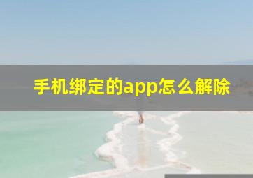 手机绑定的app怎么解除