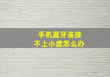 手机蓝牙连接不上小度怎么办