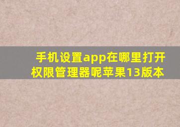 手机设置app在哪里打开权限管理器呢苹果13版本