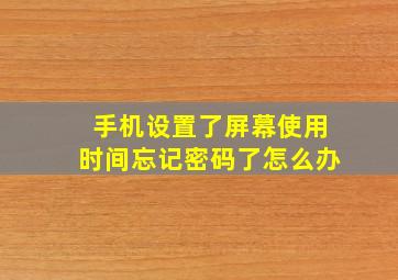 手机设置了屏幕使用时间忘记密码了怎么办