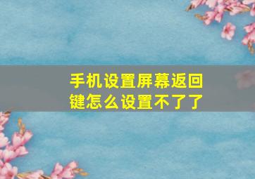 手机设置屏幕返回键怎么设置不了了