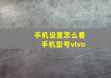 手机设置怎么看手机型号vivo