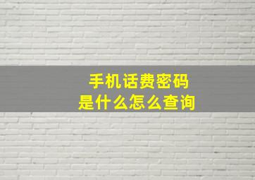 手机话费密码是什么怎么查询