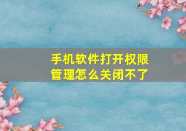 手机软件打开权限管理怎么关闭不了